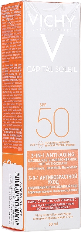 PRZECENA! Krem przeciwstarzeniowy do twarzy SPF 50 - Vichy Idéal Soleil Anti-Ageing 3-in-1 Antioxidant Care SPF 50 * — Zdjęcie N4