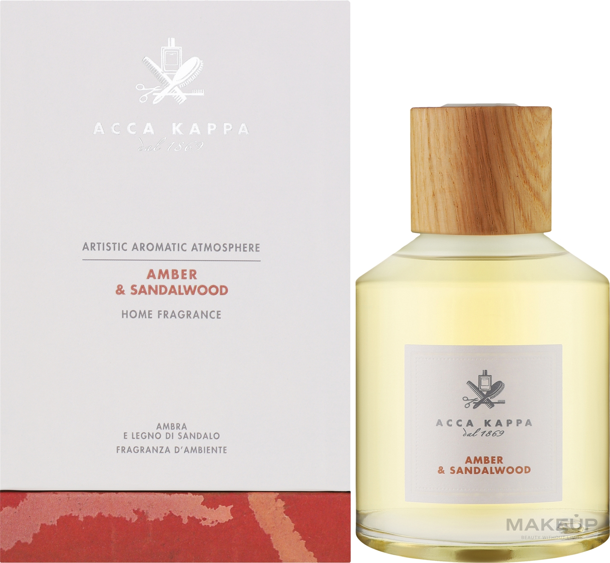 Dyfuzor zapachowy Bursztyn i drzewo sandałowe - Acca Kappa Amber & Sandalwood Home Diffuser — Zdjęcie 250 ml