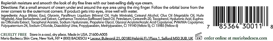 Krem pod oczy z kwasem hialuronowym - Mario Badescu Hyaluronic Eye Cream — Zdjęcie N2