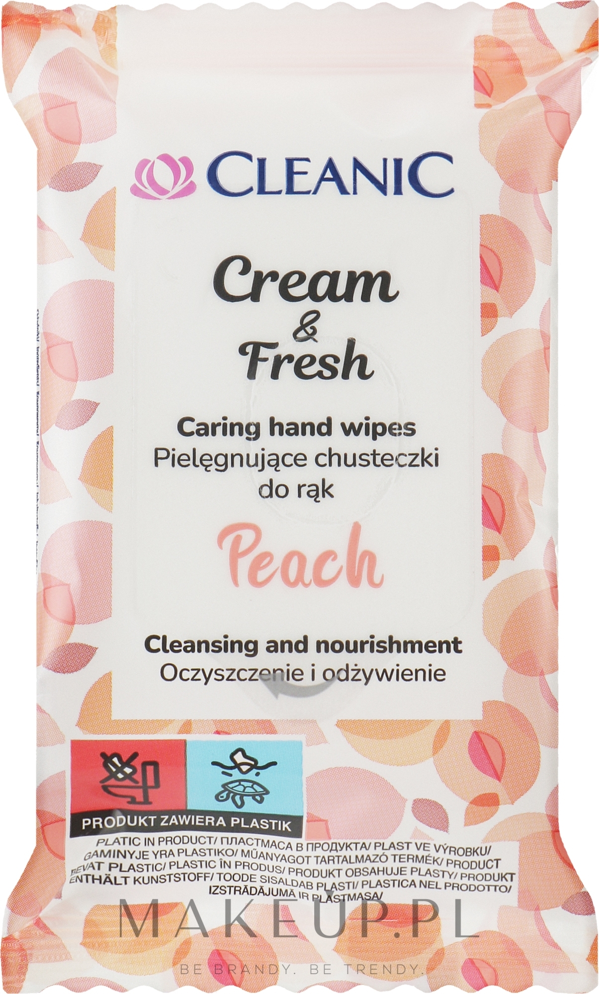 Odświeżające chusteczki nawilżane Brzoskwinia - Cleanic Cream & Fresh Peach — Zdjęcie 15 szt.