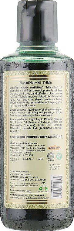 Naturalny olejek do włosów z mieszanką Triphala - Khadi Natural Ayurvedic Trifala Hair Oil — Zdjęcie N2