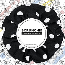 Kup Gumka scrunchie do włosów Knit Fashion Classic, czarna w białe kropki - MAKEUP