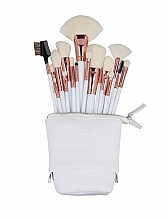 Kup Zestaw 18 pędzli do makijażu + torebka, biały - ILU Basic Mu White Makeup Brush Set