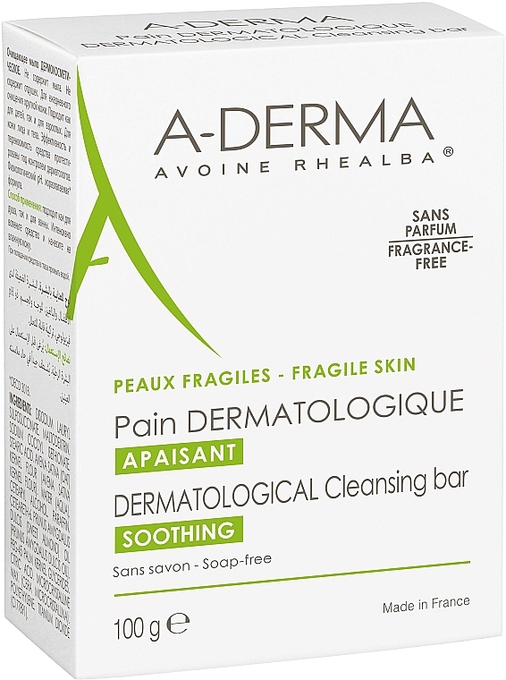 Mydło dermatologiczne dla podrażnionej skóry Owies Rhealba - A-Derma Soap Free Dermatological Bar — Zdjęcie N1