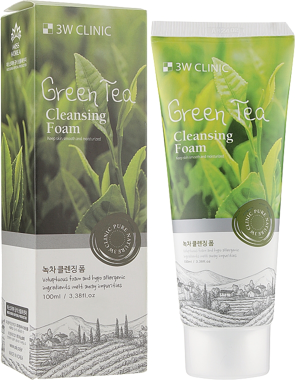 Pianka do mycia twarzy z ekstraktem z zielonej herbaty - 3w Clinic Green Tea Cleansing Foam — Zdjęcie N2