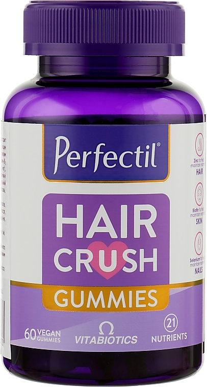 Pastylki do żucia wspomagające zniszczone włosy, 60 pastylek - Perfectil Hair Crush Gummie — Zdjęcie N1