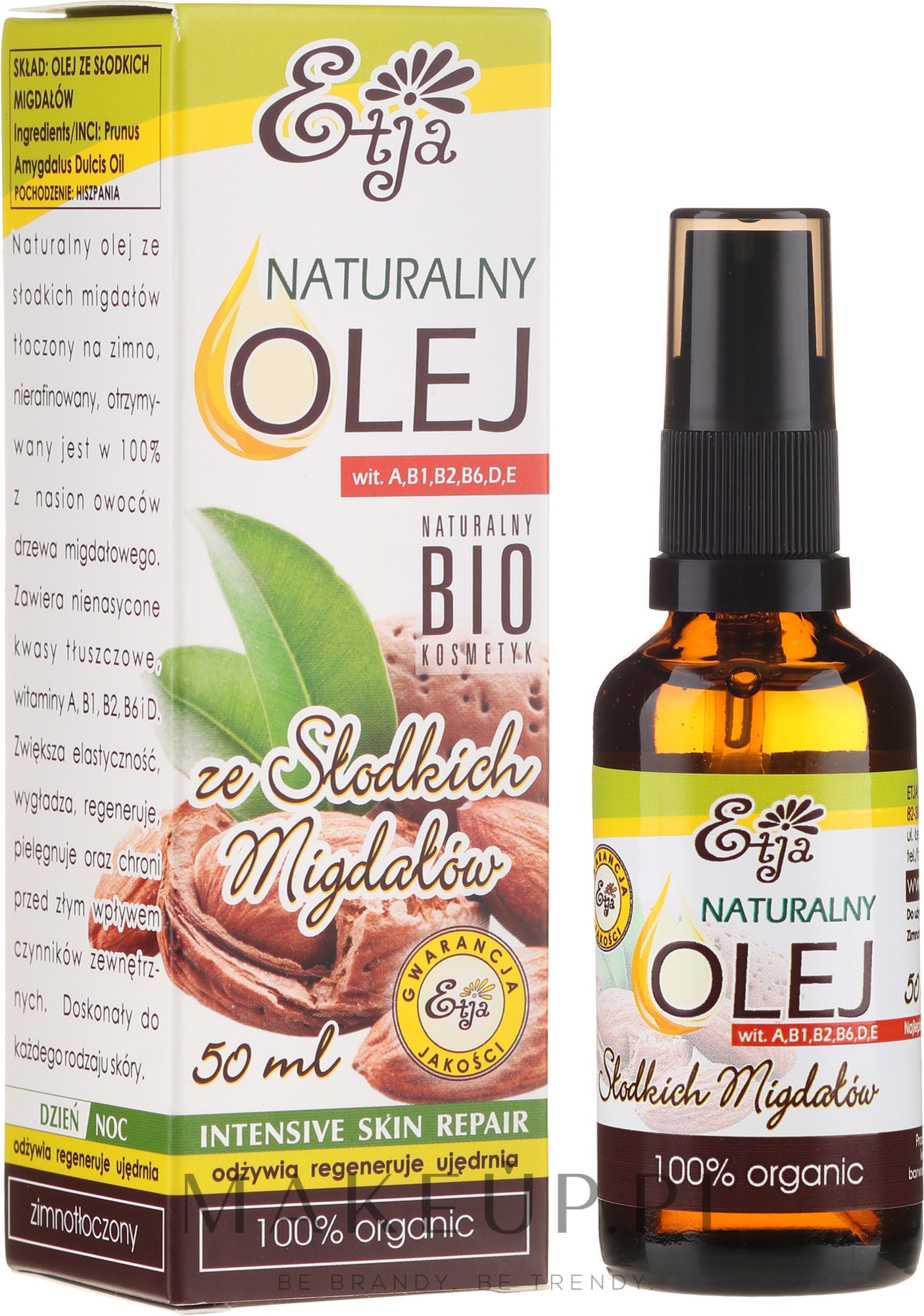 Naturalny olej ze słodkich migdałów - Etja BIO — Zdjęcie 50 ml