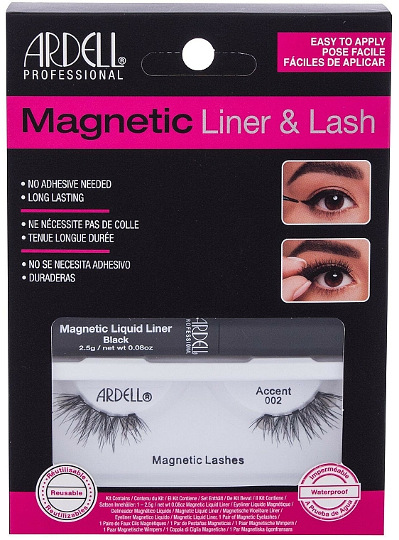 Zestaw - Ardell Magnetic Lash & Liner Lash Accent 002 (eye/liner/2.5g + lashes/2pc) — Zdjęcie N1