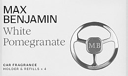 Kup Zestaw - Max Benjamin Car Fragrance White Pomegranate Gift Set (dispenser + refill/4pcs)