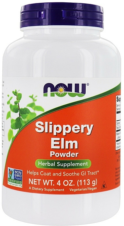 Kora wiązu w proszku - Now Foods Slippery Elm Powder — Zdjęcie N1