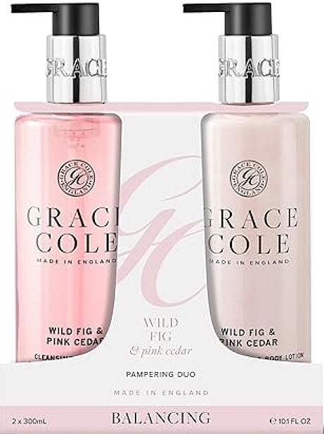 Zestaw - Grace Cole Wild Fig & Pink Cedar Hand Care Duo (h/wash/300ml + h/body/lot/300ml) — Zdjęcie N1