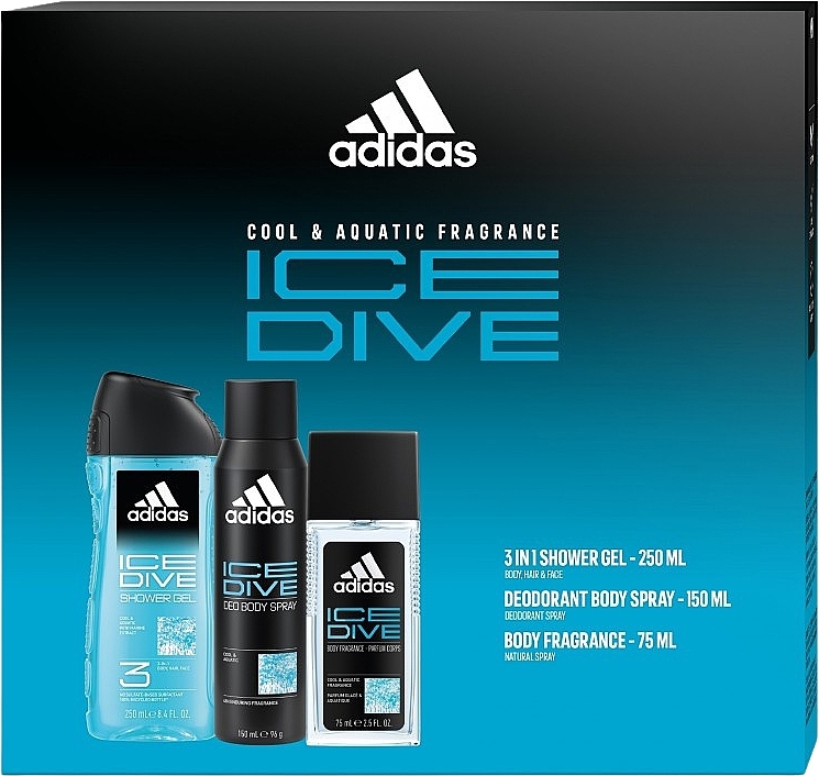 Adidas Ice Dive - Zestaw (b/spay/75 ml + deo/150 ml + sh/gel/250 ml) — Zdjęcie N1