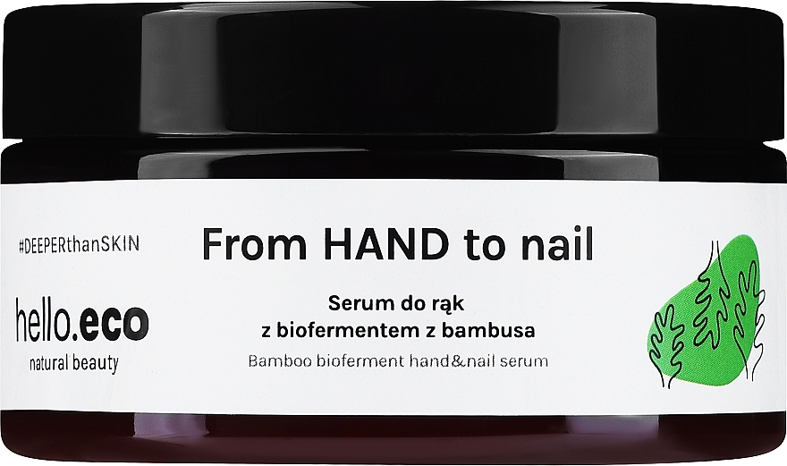 Silnie ochraniające serum do rąk i paznokci z olejem z orzecha laskowego i biofermentem z bambusa - Hello Eco — Zdjęcie N1