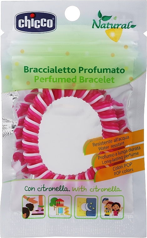 Pachnąca bransoletka odstraszająca komary, różowo-biała - Chicco Perfumed Bracelets — Zdjęcie N1