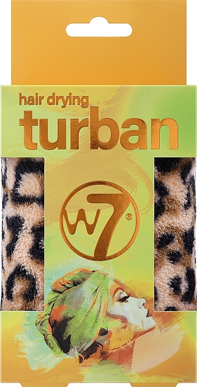 Turban do suszenia włosów, lampart - W7 Turban Hair Drying Leopard — Zdjęcie N1