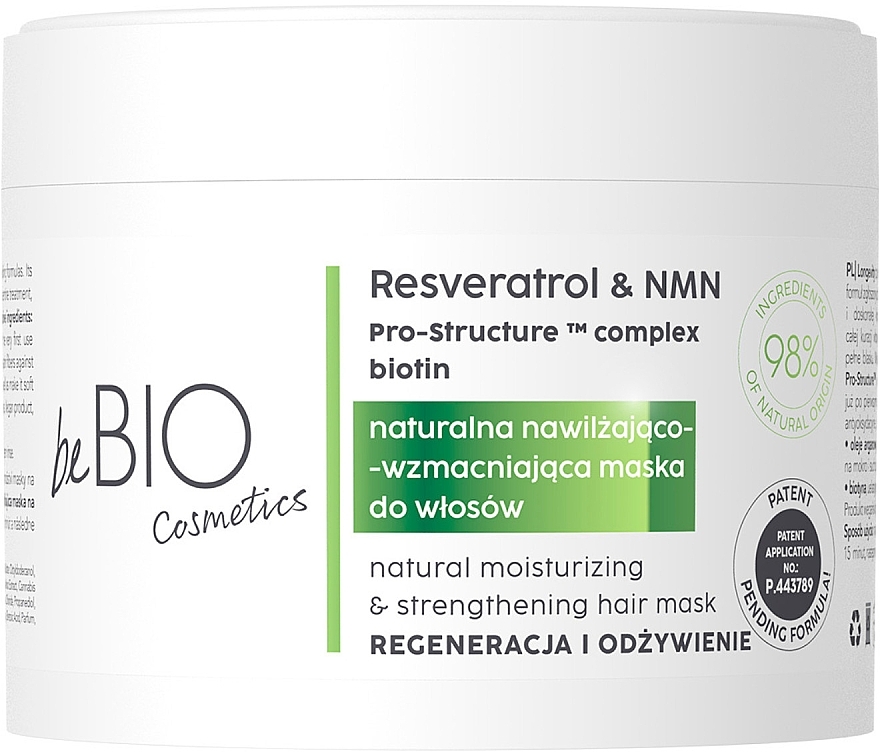 Maska do włosów Objętość i wzmocnienie - BeBio Longevity Natural Moisturizing & Strengthening Hair Mask — Zdjęcie N1