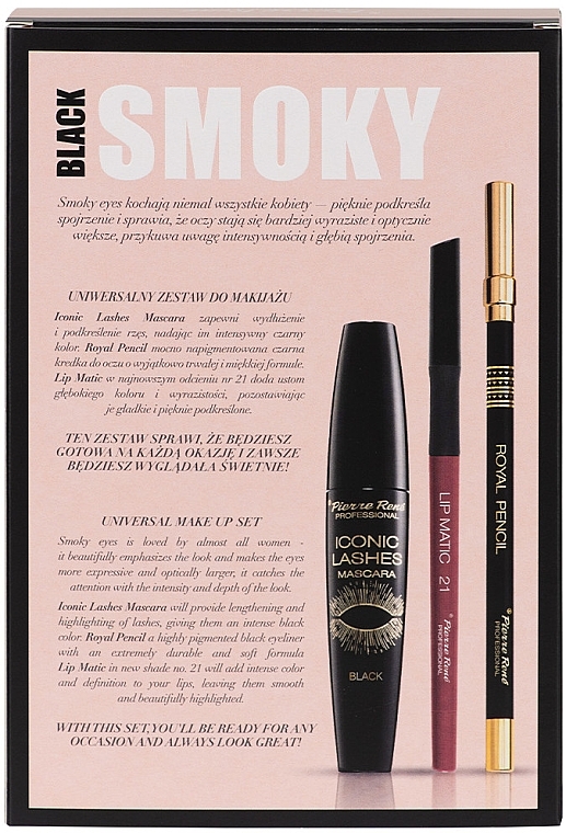 Zestaw - Pierre Rene Smoky Black (mascara/15ml + eye/pencil/1.6g + lip/pencil/0.4g) — Zdjęcie N3