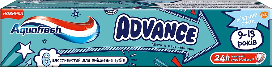 Pasta do zębów Advance, 9-13 lat - Aquafresh Advance Mint Boost — Zdjęcie N1