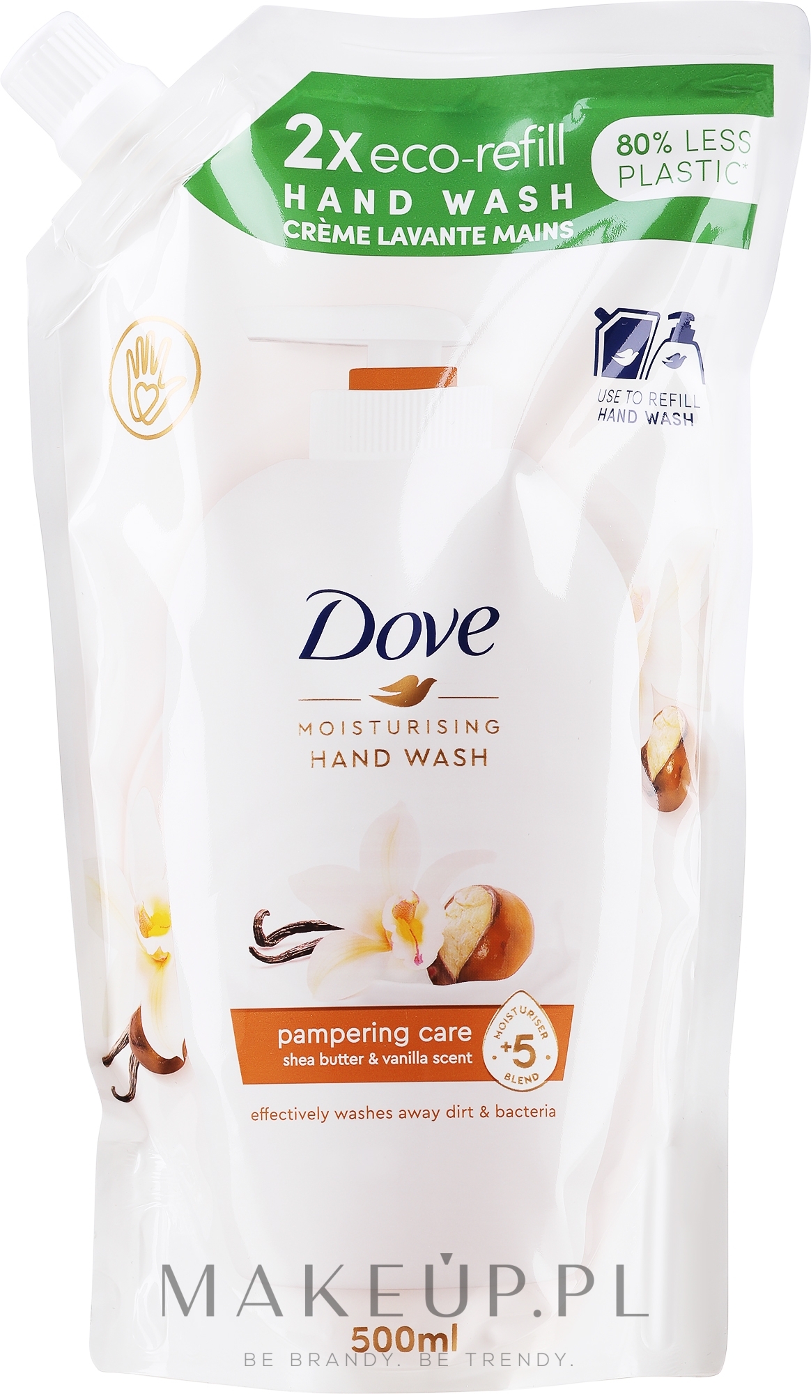 Mydło do rąk Masło shea i wanilia - Dove Caring Hand Wash Shea Butter With Warm Vanilla (uzupełnienie) — Zdjęcie 500 ml