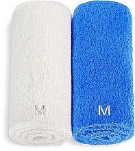 Kup Zestaw ręczników do twarzy, biały i niebieski Twins - MAKEUP Face Towel Set Blue + White