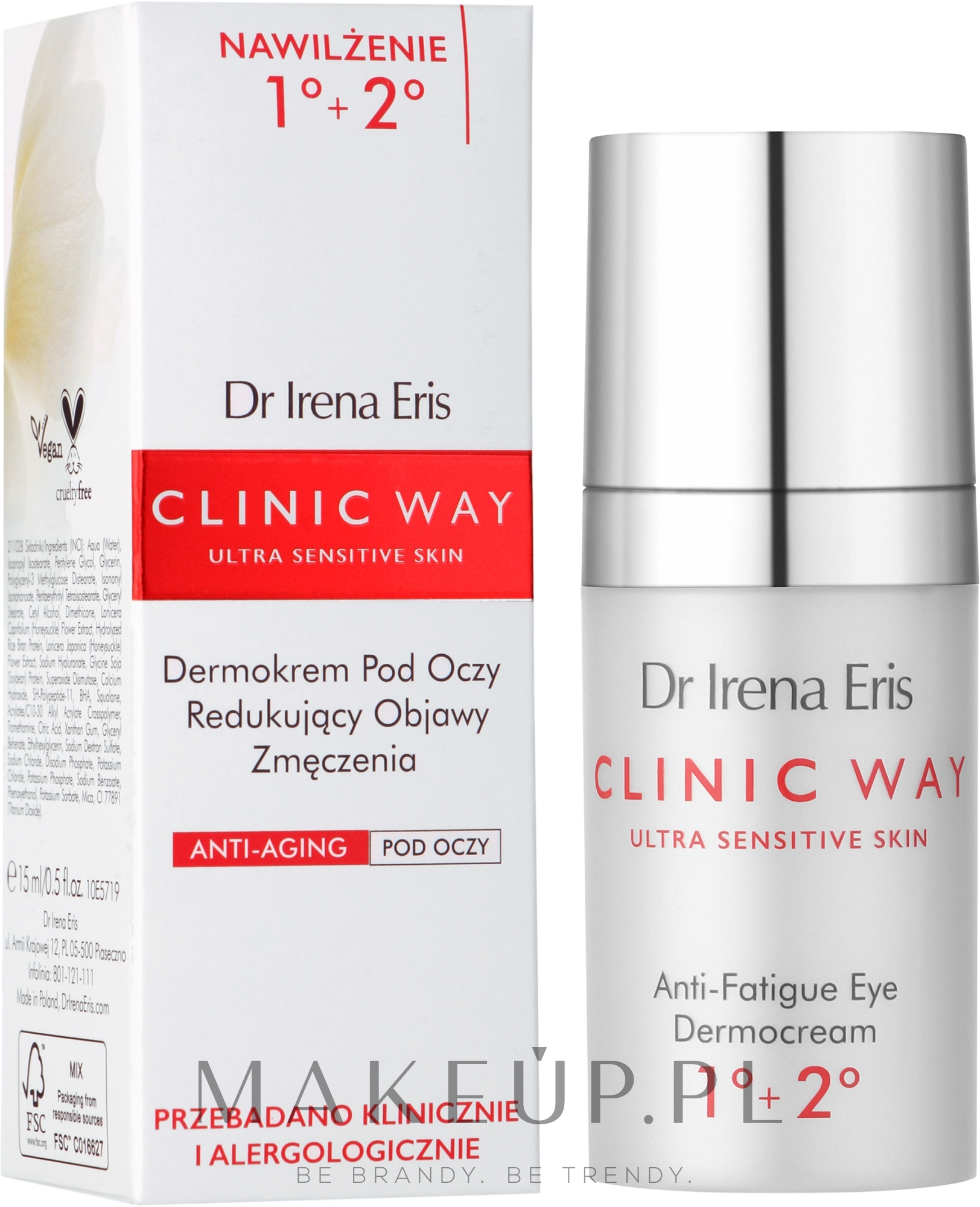 Krem pod oczy Hialuronowe wygładzenie - Dr Irena Eris Clinic Way 1°-2° Anti-Wrinkle Skin Care Around The Eyes — Zdjęcie 15 ml