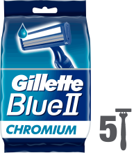 Jednorazowe maszynki do golenia, 5 szt. - Gillette Blue II Chromium — Zdjęcie N7