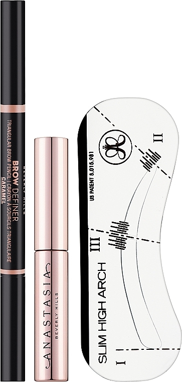 Zestaw - Anastasia Beverly Hills Brow Beginners Kit Taupe (br/Pencil/0.2g + Gel/Mini/2.5ml + Stencils) — Zdjęcie N2