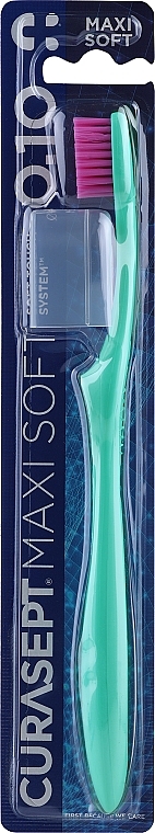 Szczoteczka do zębów Maxi Soft 0.10, miękka, turkusowa, różowe włosie - Curaprox Curasept Toothbrush — Zdjęcie N1