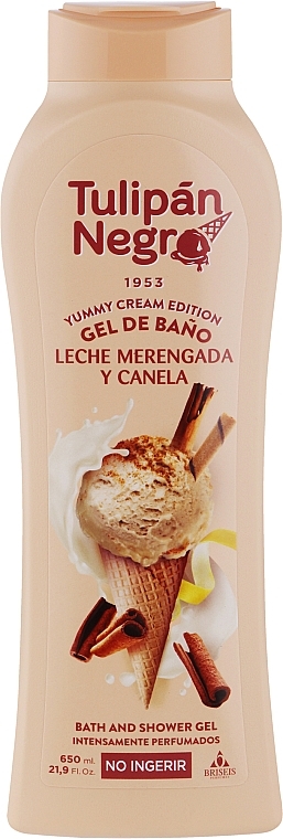 Żel do kąpieli i pod prysznic o zapachu cynamonu - Tulipan Negro Yummy Cream Edition Milk Meringue & Cinnamon Bath And Shower Gel