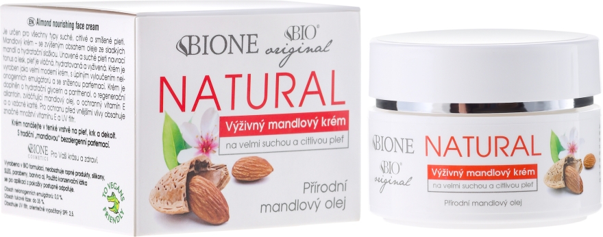 Odżywczy krem do twarzy z olejem ze słodkich migdałów - Bione Cosmetics Bio Original Natural Nourishing Almond Cream — Zdjęcie N1