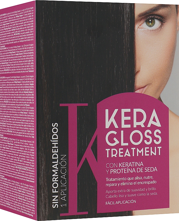 Zestaw do prostowania włosów z keratyną - Glossco Keragloss Treatment (treat/120ml + sh/15ml + sh/15ml + mask/15ml) — Zdjęcie N1