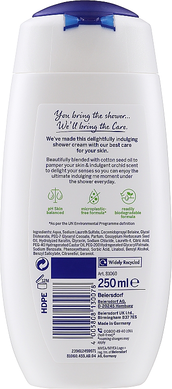 Żel pod prysznic i płyn do kąpieli 2w1 Kaszmir i nasiona bawełny - NIVEA Cashmere & Cotton Seed Oil Shower Gel — Zdjęcie N2