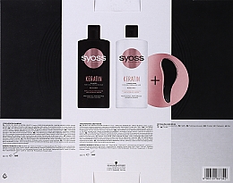 Zestaw - Syoss Keratin Set (shampoo 440 ml + cond 440 ml + brush) — Zdjęcie N3