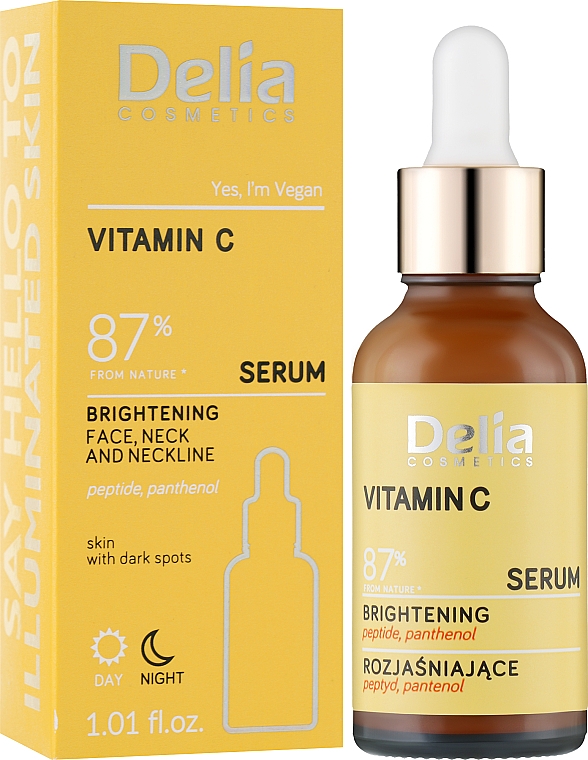 Rozjaśniające serum do twarzy, szyi i dekoltu z witaminą C - Delia Vitamin C Serum  — Zdjęcie N2