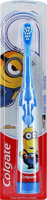 Elektryczna szczoteczka do zębów dla dzieci Minionki, niebieska - Colgate Minions Kids Battery Extra Soft Toothbrush — Zdjęcie N1