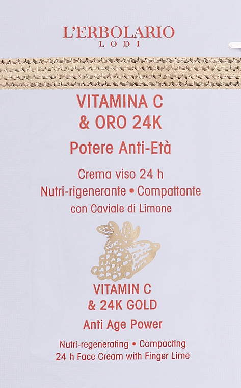 Odżywczy i regenerujący krem do twarzy - L'Erbolario Vitamin C & 24K Gold krem do twarzy (próbka) — Zdjęcie N1