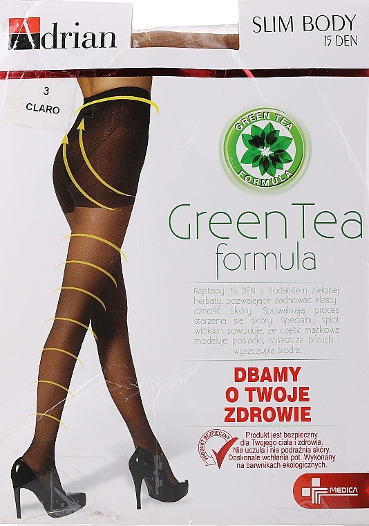 PRZECENA! Rajstopy damskie Slim Body 15 DEN, claro - Adrian * — Zdjęcie N1