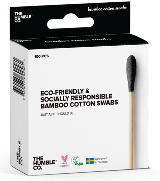 Patyczki bambusowe do uszu - The Humble Co. Cotton Swabs Black