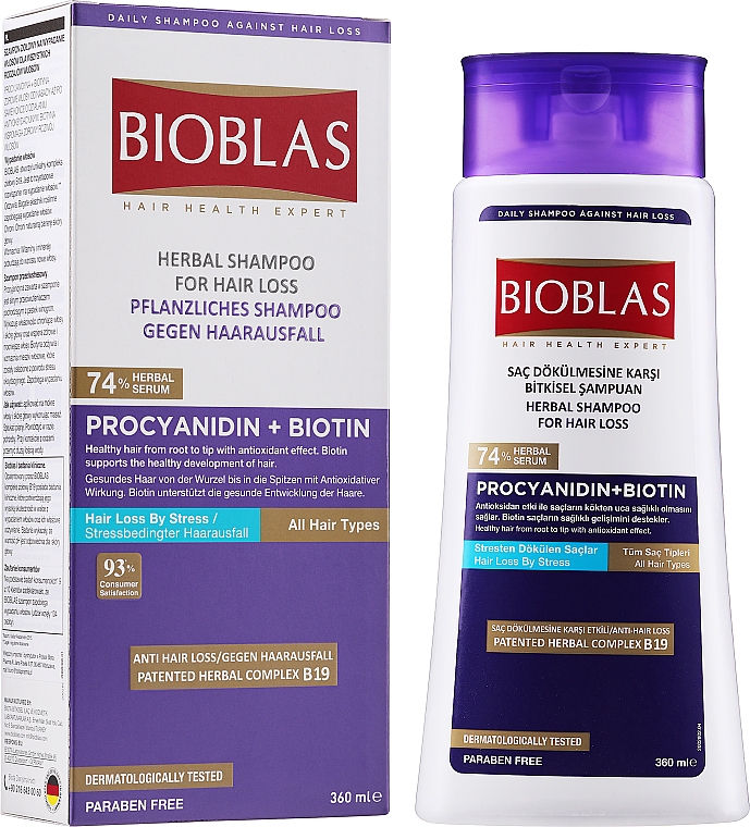 Szampon przeciw okresowemu i ciężkiemu wypadaniu włosów - Bioblas Procyanidin Anti Stress Shampoo — Zdjęcie N2