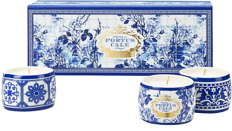 Zestaw - Portus Cale Gold & Blue Fragranced Candle Set (candle/3x70g) — Zdjęcie N1