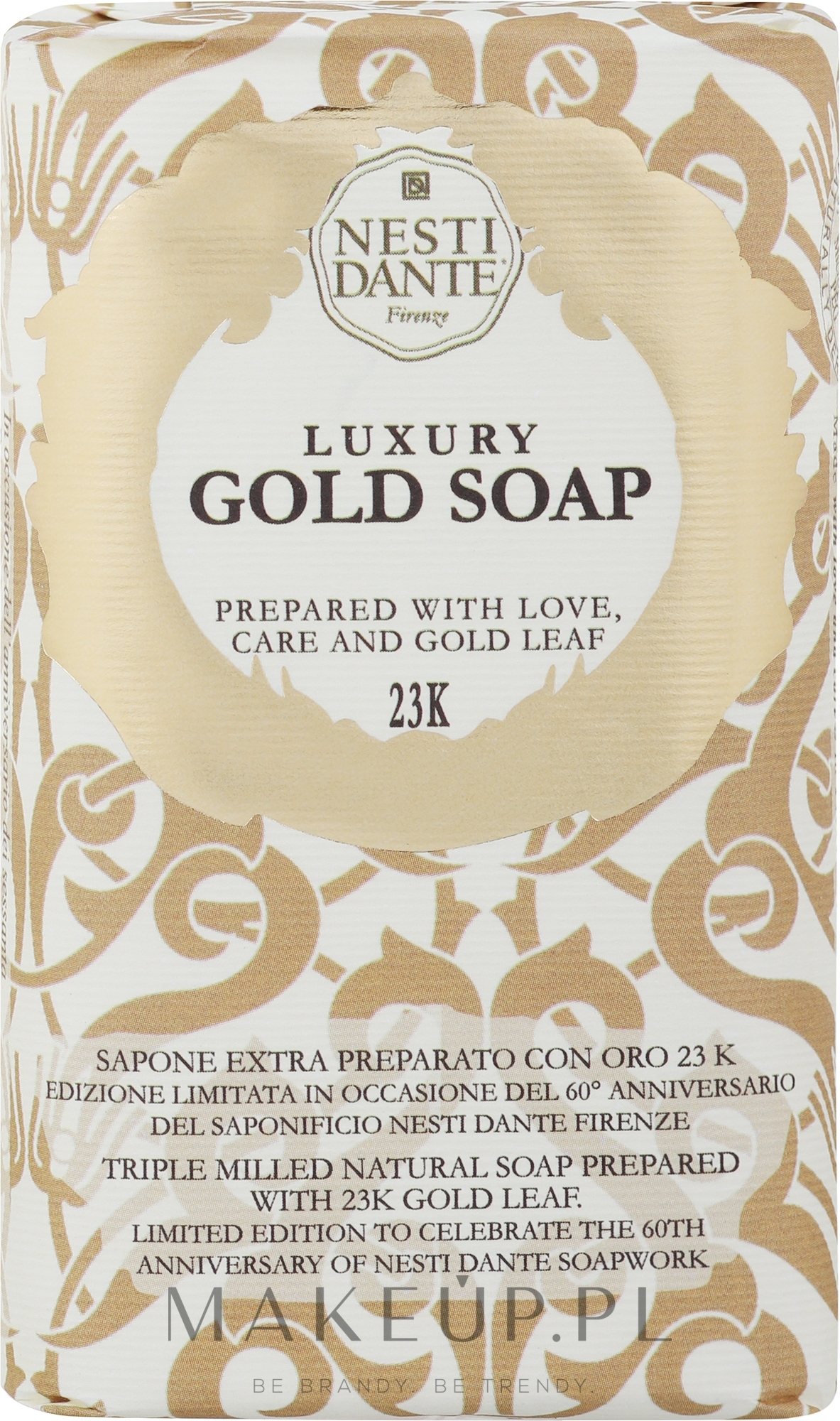 Luksusowe mydło w kostce Złoty liść - Nesti Dante Luxury Gold Soap 24k — Zdjęcie 250 g
