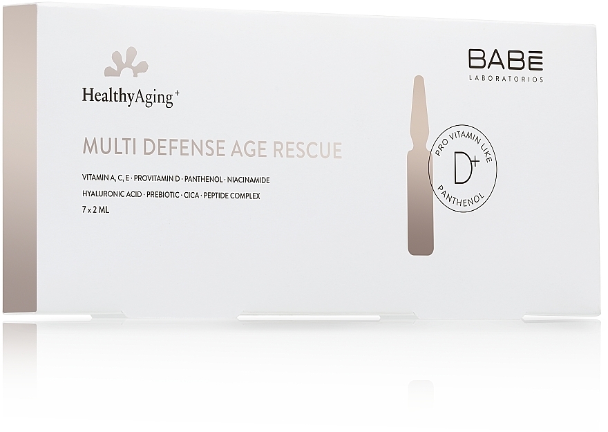 Multiochronne ampułki z koncentratem witaminowym o intensywnym działaniu odmładzającym - Babé Laboratorios Healthy Aging Multi Defense Age Rescue