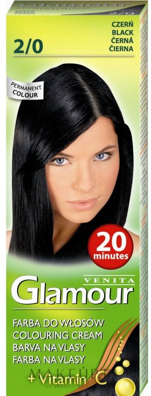Farba do włosów z witaminą C - Venita Glamour — Zdjęcie 2/0 - Black
