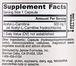 Acetylokarnityna w kapsułkach - Jarrow Formulas Acetyl L-Carnitine 500 mg — Zdjęcie N4