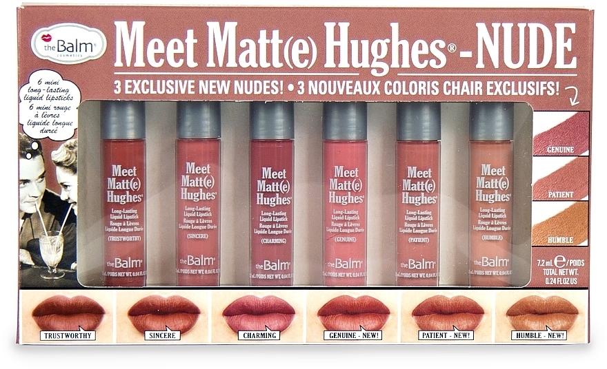 Zestaw matowych mini-pomadek w płynie (lipstick 6 x 1,2 ml) - theBalm Meet Matte Hughes Nude