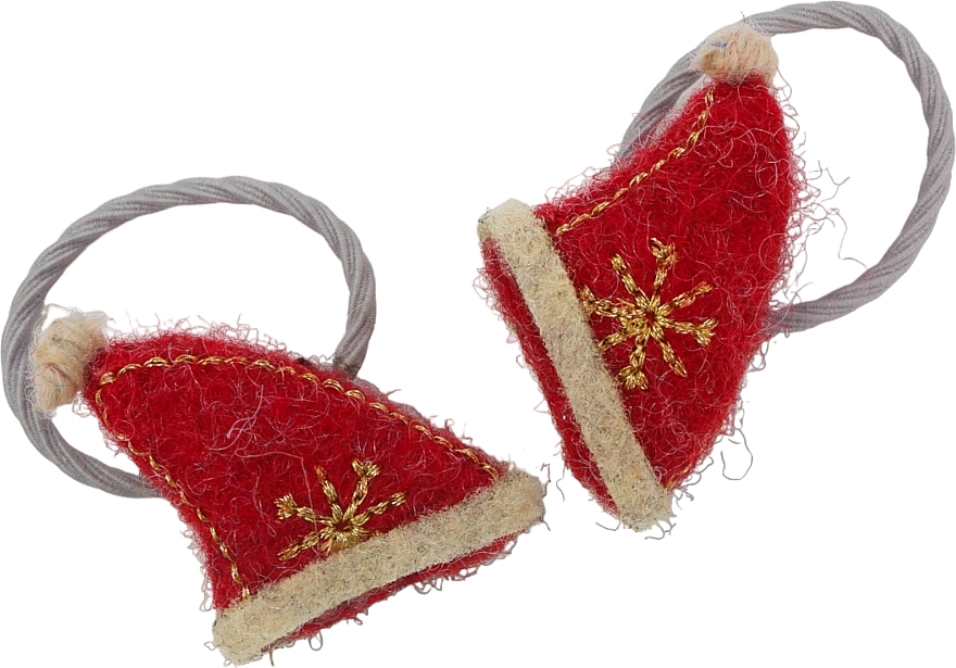Świąteczne gumki do włosów Kapelusz Mikołaja, beżowe - Lolita Accessories — Zdjęcie N1
