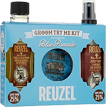 Zestaw do makijażu - Reuzel Blue Kit (h/pomade/35g + h/tonic/100ml + shm/100ml) — Zdjęcie N1