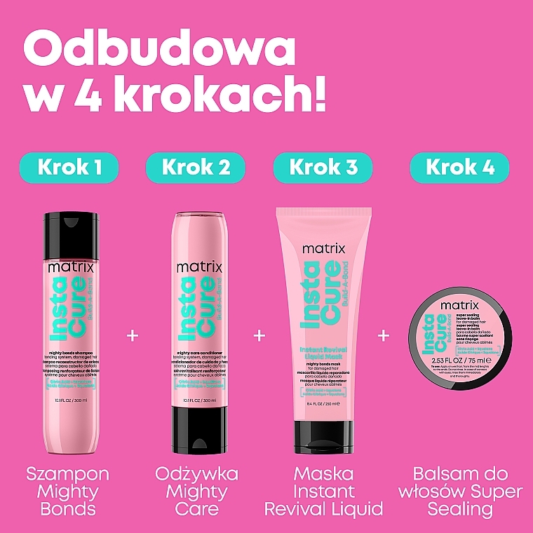 Balsam wiążący bez spłukiwania, rekonstruktor do wzmacniania bardzo zniszczonych włosów - Matrix Insatacure Build A Bond Leave-in Balm — Zdjęcie N5