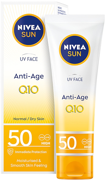 Przeciwsłoneczny krem przeciwstarzeniowy do twarzy SPF 50 - Nivea Sun UV Face Q10 Anti-Age & Anti-Pigments