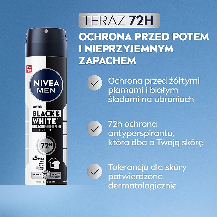 Antyperspirant w sprayu dla mężczyzn - NIVEA MEN Black & White Invisible Original — Zdjęcie N3